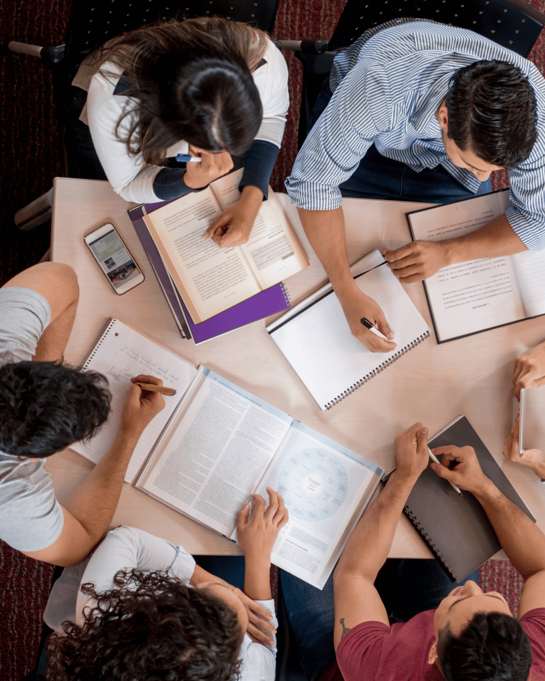 University students in the library studying