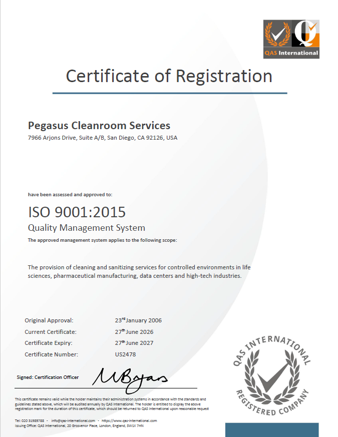 ISO 90012015 exp June 2027 Pegasus ISO 90012015 Certification exp June 2027